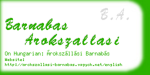 barnabas arokszallasi business card